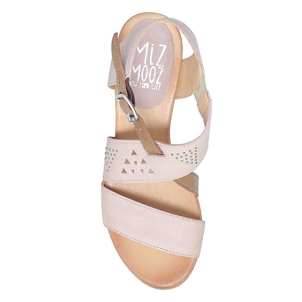 Mix Mooz Cienna Pink Pearl Leather Studded Low Heel Sandals Sz 41 WIDE‎